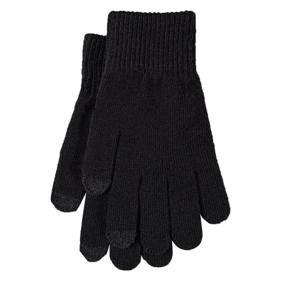 PoureLoom Winter Gloves for Men Women Warm Knit Gloves Touch Screen Anti-Slip Gloves with Thermal Soft Knit Lining Black One Size