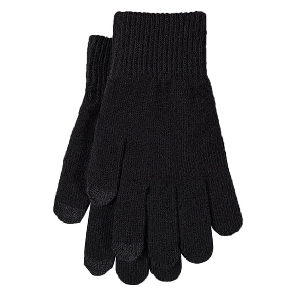 PoureLoom Winter Gloves for Men Women Warm Knit Gloves Touch Screen Anti-Slip Gloves with Thermal Soft Knit Lining Black One Size