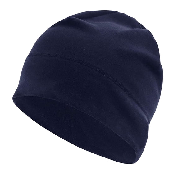 PoureLoom Winter Thermal Helmet Liner Skull Cap Double Fleece Warm Cycling Biker Cap Ski Beanie Outdoor Work Hat for Men Women Navy One Size