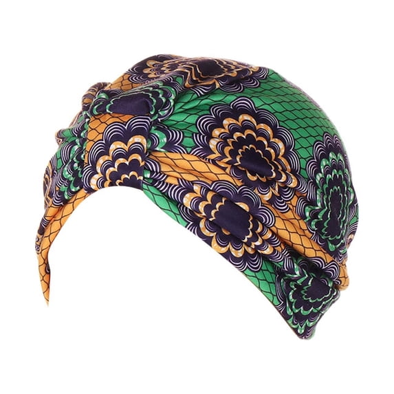 PoureLoom Women African Pattern Flower Knot Headwrap Bonnet Turban Beanie Cap Headwear Hat Elastic Knot African Pattern A One Size