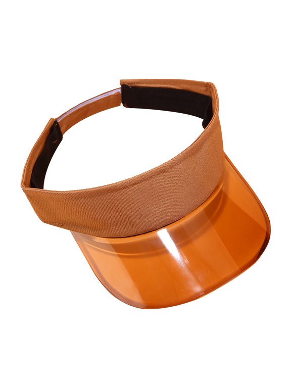 Women Clear Plastic Sun Visor Hat Transparent UV Protection Tennis Golf Visor Elastic Sports Summer Beach Hat Coffee One Size