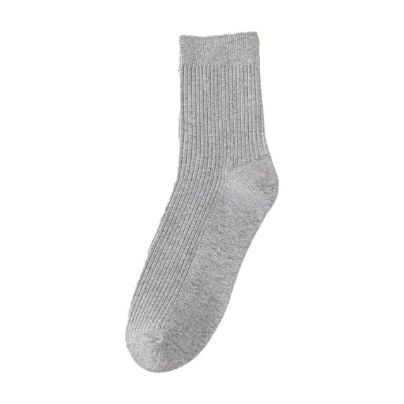 PoureLoom Women Cotton Crew Socks Rib Retro Casual Thin Cute Knit Comfy Breathable Dress Socks for Ladies Gray One Size