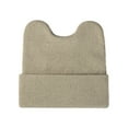thumbnail image 1 of PoureLoom Women Cute Cat Ears Beanie Hat Winter Warm Plain Knit Hat Retro Y2K Skull Caps Soft Slouchy Cuffed Beanie Ski Cap Coffee One Size, 1 of 3