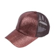 thumbnail image 1 of PoureLoom Women Glitter Sequin Mesh Back Trucker Baseball Cap Adjustable Breathable Lightweight Sun Protection Fashion Hat for Beach Party Outdoor Casual Wear Coffee One Size, 1 of 2