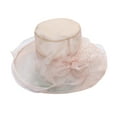 thumbnail image 1 of PoureLoom Women Organza Kentucky Church Derby Hat Wedding Occasion Floral Wide Brim Fascinator Dressy Sun UV Protection Cap Pink One Size, 1 of 3