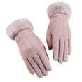 thumbnail image 1 of PoureLoom Women Winter Gloves with Faux Fur Cuff Warm Touchscreen Fleece Lined Gloves Elegant Thermal Mittens Hand Warmer Pink One Size, 1 of 3