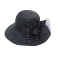 thumbnail image 1 of PoureLoom Women's Elegant Lace Dress Hat, Wide Brim Floppy Church Hat with Satin Flower Tulle, Derby Wedding Tea Party Sun Hat Black One Size, 1 of 2