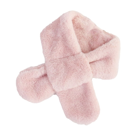 PoureLoom Women's Faux Fur Collar for Winter Coat, Soft Neck Warmer Scarf Wrap Shawl Pink One Size