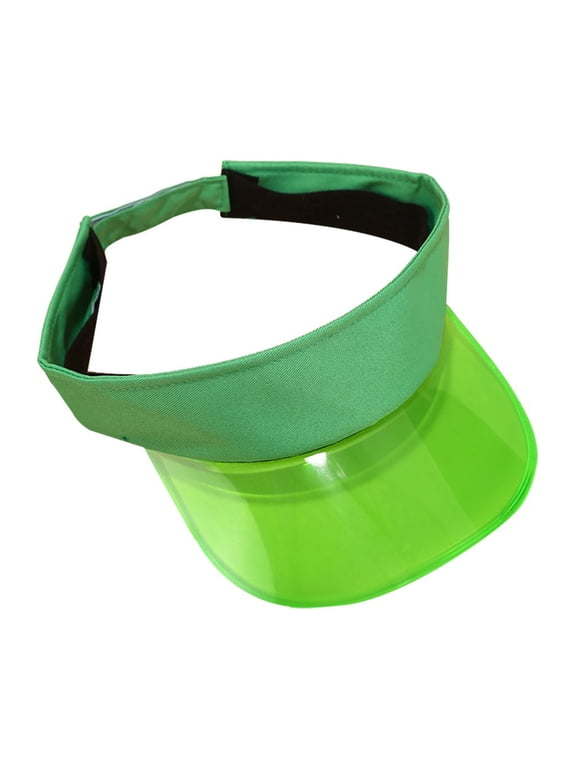 Women's Lightweight PVC Clear Brim UV Shield Beach Sun Visor Hat Green One Size