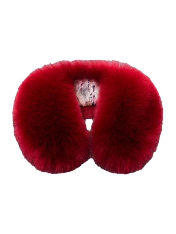 Women's Neck Warmer Faux Fur Collar Scarf Wrap Plush Muffler Collar Trim Warm Scarf Neck Hood for Women Winter Coat Dress Party Clothing Wine One Size