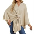 thumbnail image 1 of PoureLoom Women's Shawl Wrap Poncho Cape Cardigan Open Front Coat Shawl Wrap Scarf for Spring Fall Winter Beige One Size, 1 of 4