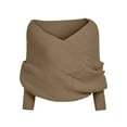 thumbnail image 1 of PoureLoom Women's Soft Shawls and Wraps Knitted Warm Shawl With Sleeves Fashion Shawl Wrap Lightweight Open Front Poncho Khaki One Size, 1 of 3