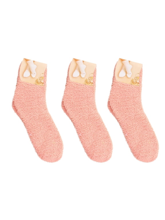 Womens Fuzzy Socks Cozy Fluffy Winter Warm Slipper Socks Microfiber Soft Home Sleeping Socks Rose Gold One Size