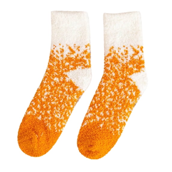 PoureLoom Womens Fuzzy Socks Cozy Fluffy Winter Warm Slipper Socks Microfiber Soft Home Sleeping Socks Yellow One Size