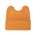 thumbnail image 1 of PoureLoom Womens Winter Stretchy Grunge Accessories Slouchy Soft Beanie Hats Plain Knit Cuffed Hat with Cat Ear Shape Top Unisex Cold Weather Skull Cap Orange One Size, 1 of 3