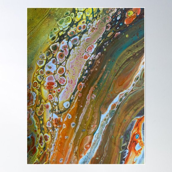 Pouring Acrylic Paint Abstract Poster, 8x12 UNFRAMED