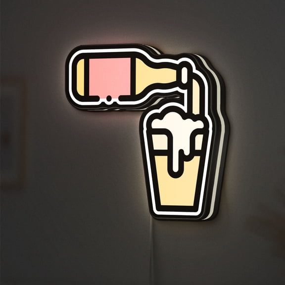 Pouring Beer 3D Novelty Light Box, Beverage Themed Bar Decor, Wall Accent for Pubs, Kitchens, or Game Rooms (Width 12 inch, 30cm)