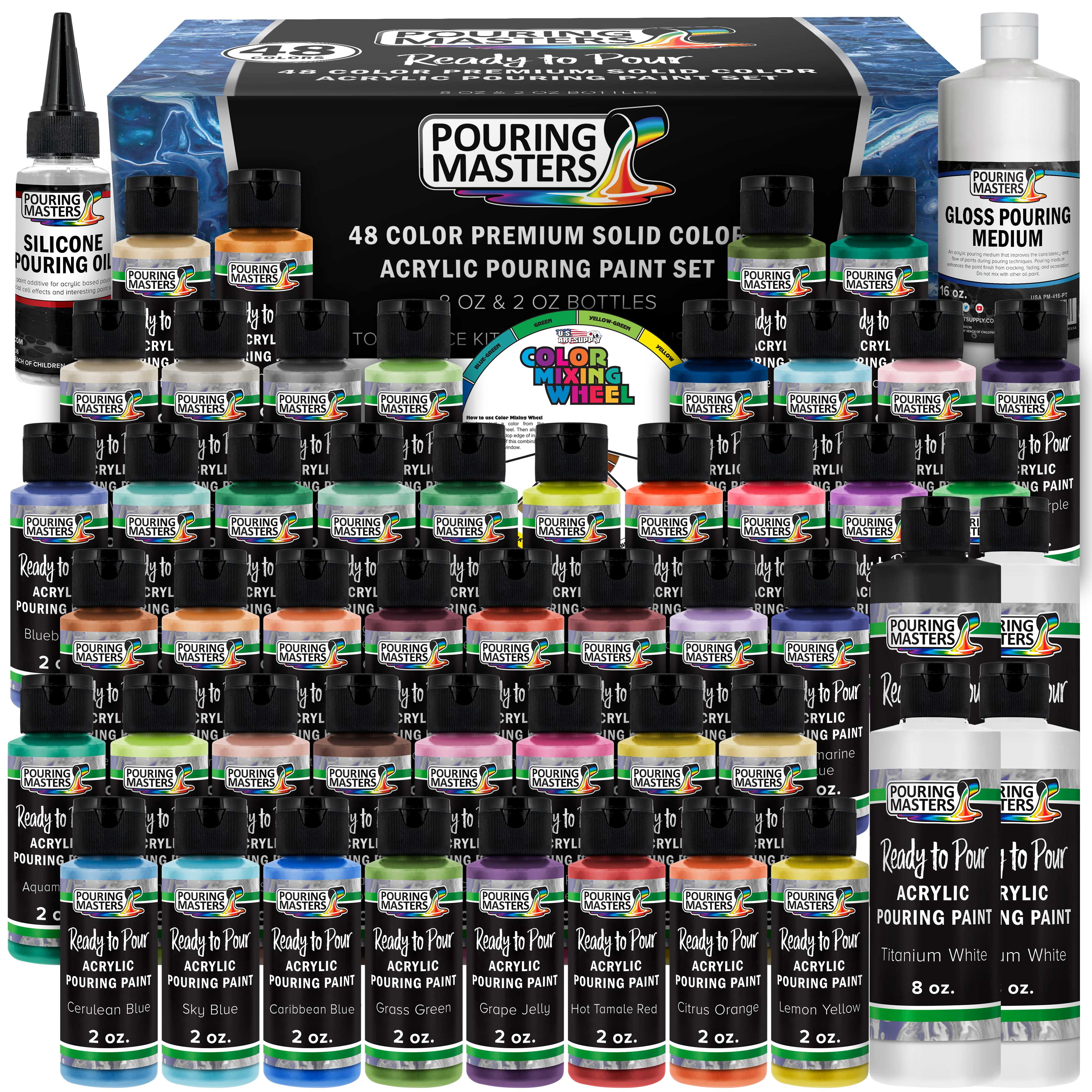 Pouring Masters 48-Color Ready-to-Pour Acrylic Pouring Paint Set ...