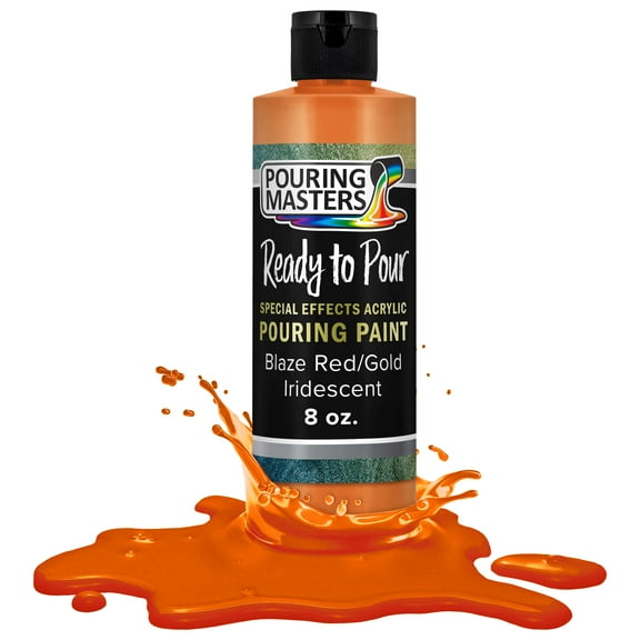 Pouring Masters Blaze Red/Gold Iridescent Special Effects Pouring Paint - 8 Ounce Bottle - Acrylic Ready to Pour Pre-Mixed Water Based for Canvas, Wood, Paper, Crafts, Tile, Rocks and More