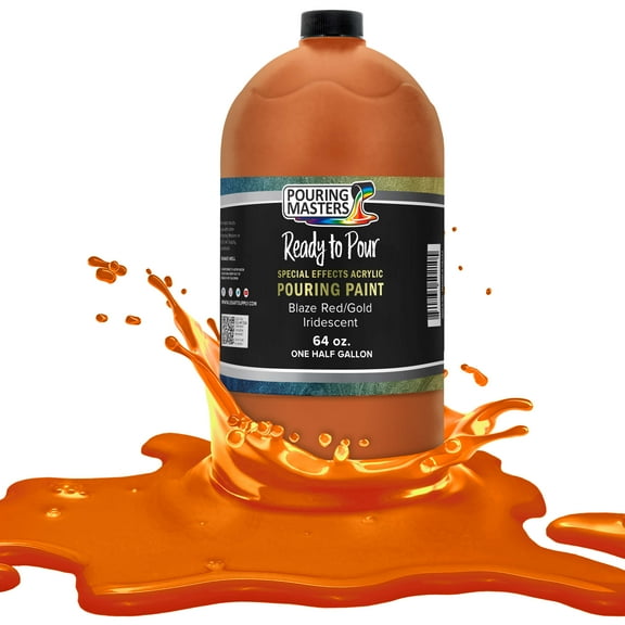 Pouring Masters Blaze Red/Gold Iridescent Special Effects Pouring Paint - Half Gallon Bottle - Acrylic Ready to Pour Pre-Mixed Water Based for Canvas, Wood, Paper, Crafts, Tile, Rocks and More
