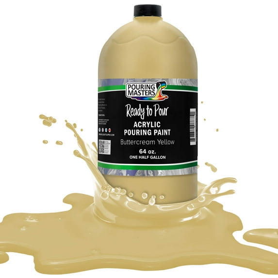 Pouring Masters Buttercream Yellow Acrylic Ready to Pour Pouring Paint – Premium 64-Ounce Pre-Mixed Water-Based