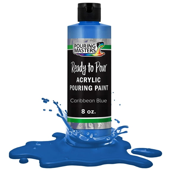 Pouring Masters Caribbean Blue Acrylic Ready to Pour Pouring Paint - Premium 8-Ounce Pre-Mixed Water-Based