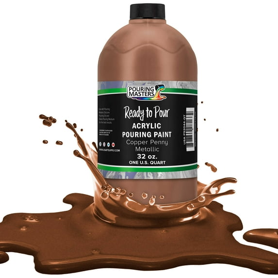 Pouring Masters Copper Penny Metallic Acrylic Ready to Pour Pouring Paint – Premium 32-Ounce Pre-Mixed Water-Based