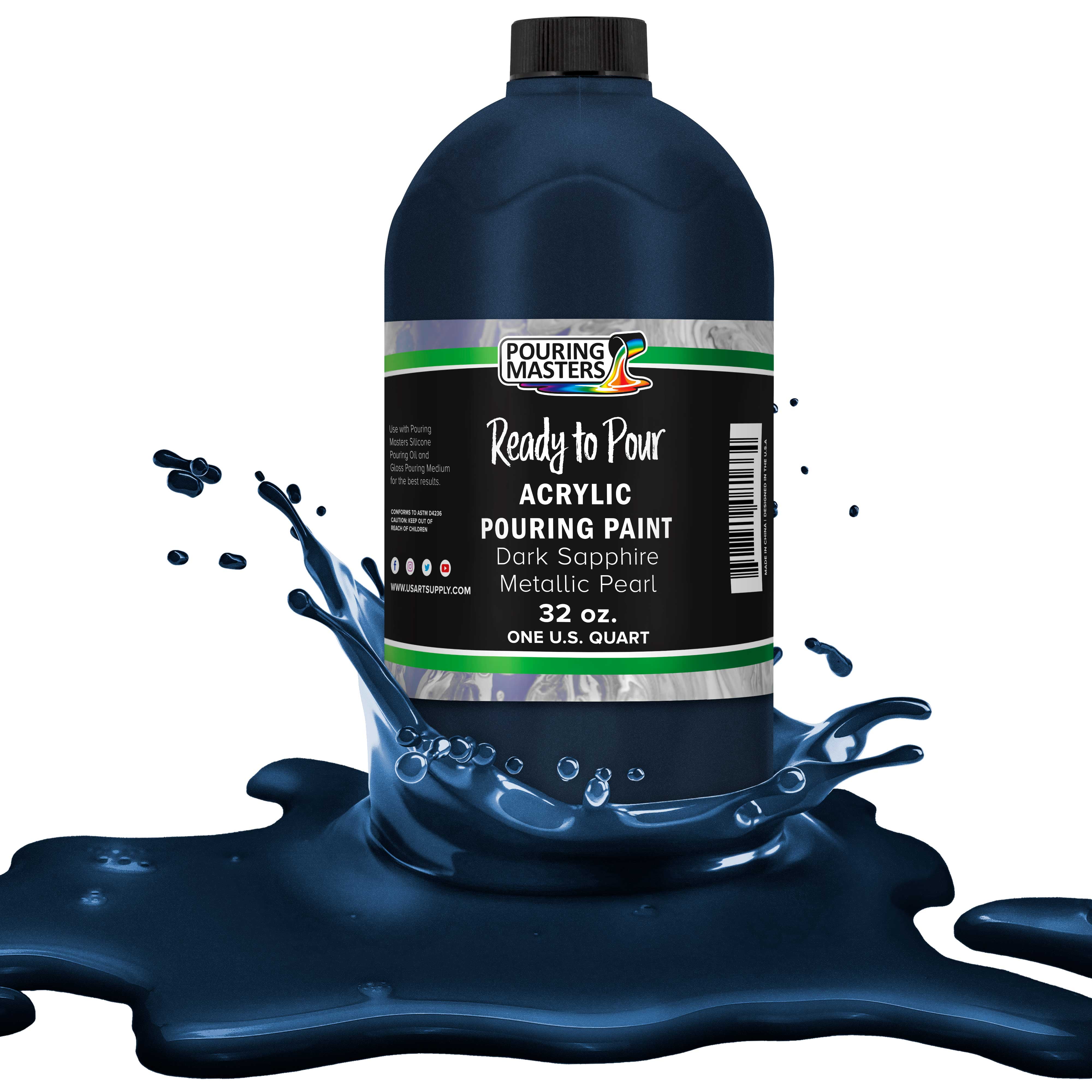 Pouring Masters Dark Sapphire Blue Metallic Pearl Acrylic Ready to Pour
