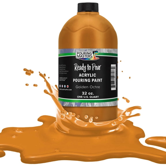 Pouring Masters Golden Ochre Pouring Paint - Premium 32 Ounce Pre-Mixed Water-Based