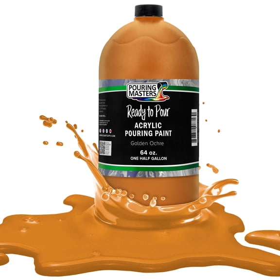 Pouring Masters Golden Ochre Pouring Paint - Premium 64 Ounce Pre-Mixed Water-Based