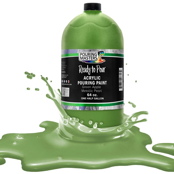Pouring Masters Green Apple Metallic Pearl Pouring Paint - Premium 64 Ounce Pre-Mixed Water-Based