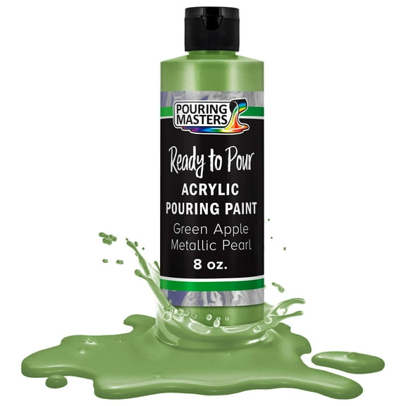 Pouring Masters Green Apple Metallic Pearl Pouring Paint - Premium 8 Ounce Pre-Mixed Water-Based