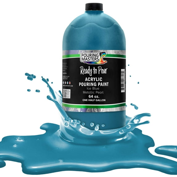 Pouring Masters Ice Blue Metallic Pearl Acrylic Ready to Pour Pouring Paint – Premium 64-Ounce Pre-Mixed Water-Based - For Canvas, Wood, Paper, Crafts, Tile, Rocks and more