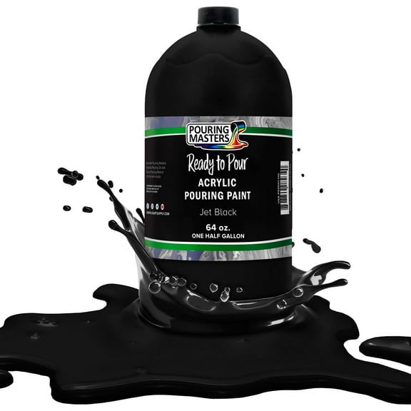 Pouring Masters Jet Black Acrylic Ready to Pour Pouring Paint – Premium 64-Ounce Pre-Mixed Water-Based