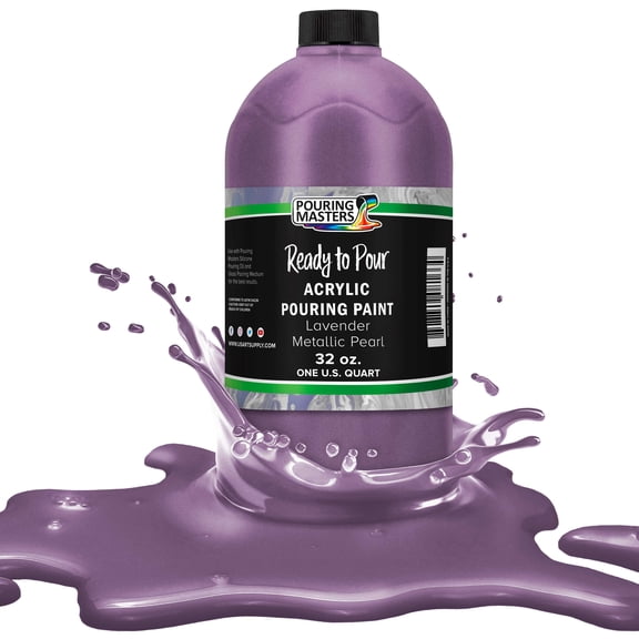Pouring Masters Lavender Metallic Pearl Acrylic Ready to Pour Pouring Paint – Premium 32-Ounce Pre-Mixed Water-Based - For Canvas, Wood, Paper, Crafts, Tile, Rocks and more