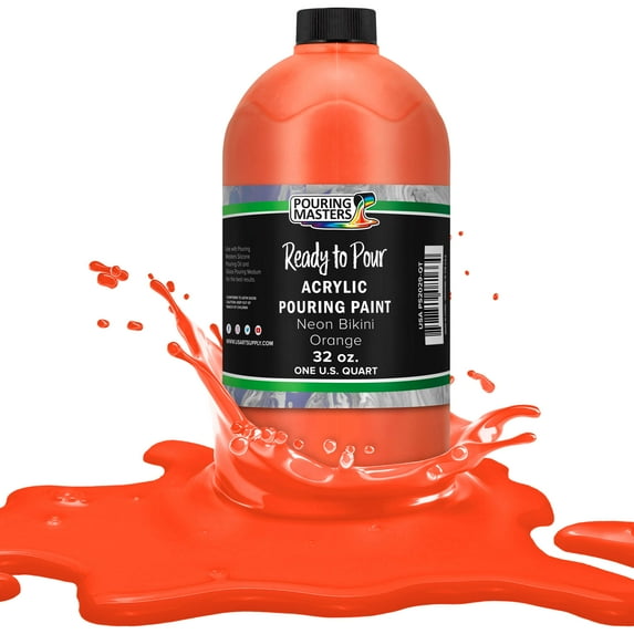 Pouring Masters Neon Bikini Orange Acrylic Ready to Pour Pouring Paint – Premium 32-Ounce Pre-Mixed Water-Based