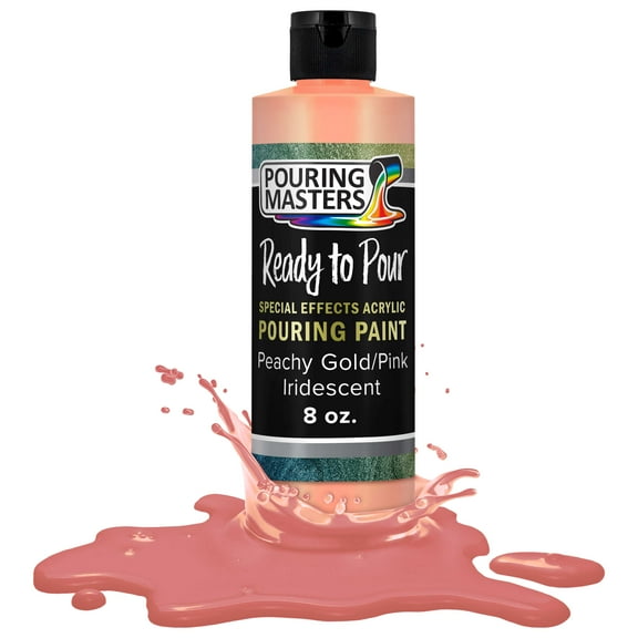 Pouring Masters Peachy Gold/Pink Iridescent Special Effects Pouring Paint - 8 Ounce Bottle - Acrylic Ready to Pour Pre-Mixed Water Based for Canvas, Wood, Paper, Crafts, Tile, Rocks and More