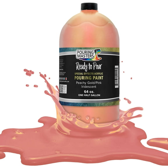 Pouring Masters Peachy Gold/Pink Iridescent Special Effects Pouring Paint - Half Gallon Bottle - Acrylic Ready to Pour Pre-Mixed Water Based for Canvas, Wood, Paper, Crafts, Tile, Rocks and More