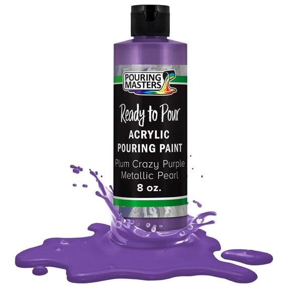 Pouring Masters Plum Crazy Purple Metallic Pearl Acrylic Ready to Pour Pouring Paint Premium 8-Ounce Pre-Mixed