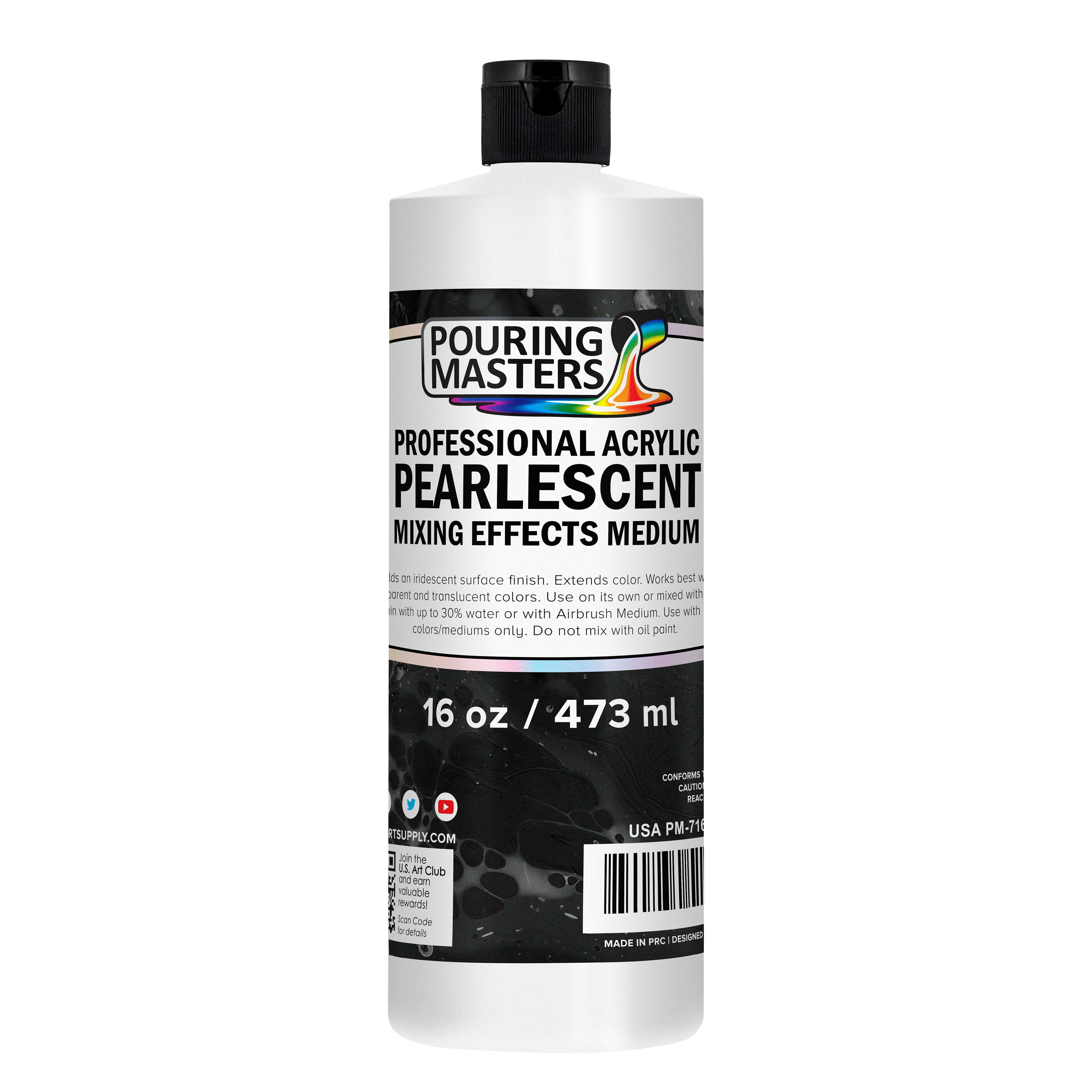 Pouring Masters Professional Acrylic Pearlescent Mixing Effects Medium, 16  oz. (Pint) - Create Pearl Iridescent Metallic Effects, Improve Flow  Consistency, Artist Techniques, Mix Art Acrylic Paint 