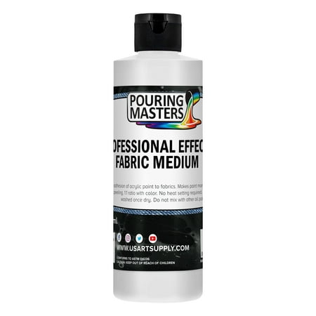 Pouring Masters Professional Effects Fabric Medium, 8 Ounce Bottle - Extender, Improves Acrylic Paint Adhesion to Fabrics, Textiles, Increases Transparency, Flexible - Decorate Clothing, Bags, Shoes