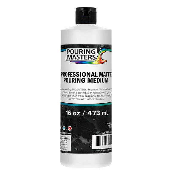 Pouring Masters Professional Matte Pouring Effects Medium, 16 oz. (Pint) - Improves Flow Consistency, Artist Techniques to Create Cell Effects, Mix with Art Acrylic Paint, Adjusts Viscosity