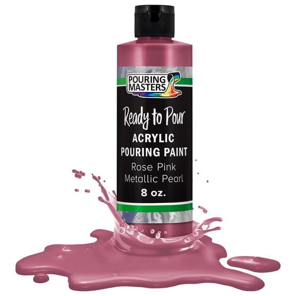 Pouring Masters Rose Pink Metallic Pearl Acrylic Ready to Pour Pouring Paint – Premium 8-Ounce Pre-Mixed Water-Based - For Canvas, Wood, Paper, Crafts, Tile, Rocks and more