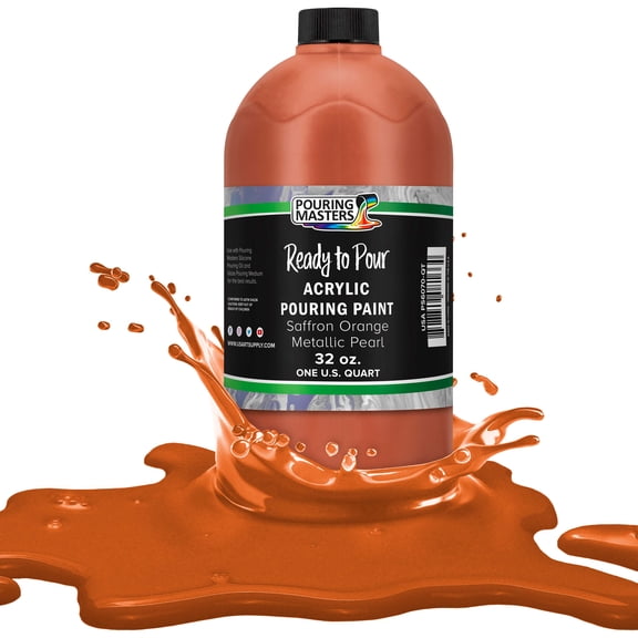 Pouring Masters Saffron Orange Metallic Pearl Acrylic Ready to Pour Pouring Paint Premium 32-Ounce Pre-Mixed Water-Based