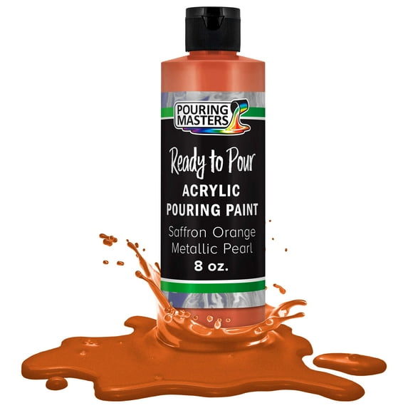 Pouring Masters Saffron Orange Metallic Pearl Acrylic Ready to Pour Pouring Paint Premium 8-Ounce Pre-Mixed Water-Based