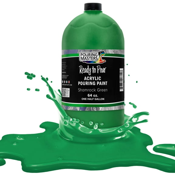 Pouring Masters Shamrock Green Acrylic Ready to Pour Pouring Paint - Premium 64-Ounce Pre-Mixed Water-Based