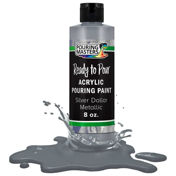 Pouring Masters Silver Dollar Metallic Acrylic Ready to Pour Pouring Paint – Premium 8-Ounce Pre-Mixed Water-Based