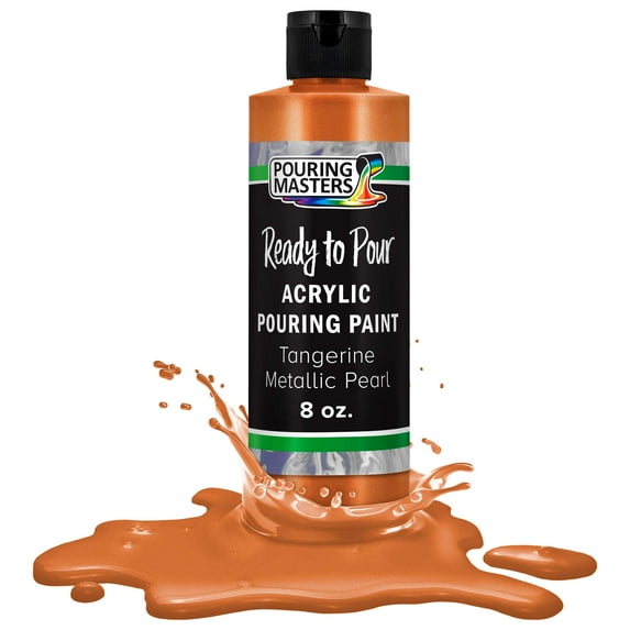 Pouring Masters Tangerine Metallic Pearl Acrylic Ready to Pour Pouring Paint – Premium 8-Ounce Pre-Mixed Water-Based - For Canvas, Wood, Paper, Crafts, Tile, Rocks and more