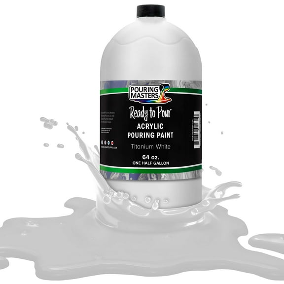 Pouring Masters Titanium White Acrylic Ready to Pour Pouring Paint – Premium 64-Ounce Pre-Mixed Water-Based