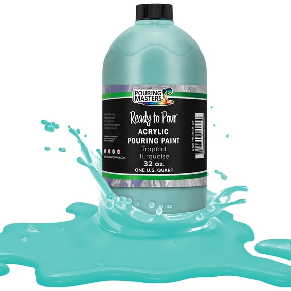 Pouring Masters Tropical Turquoise Acrylic Ready to Pour Pouring Paint - Premium 32-Ounce Pre-Mixed Water-Based